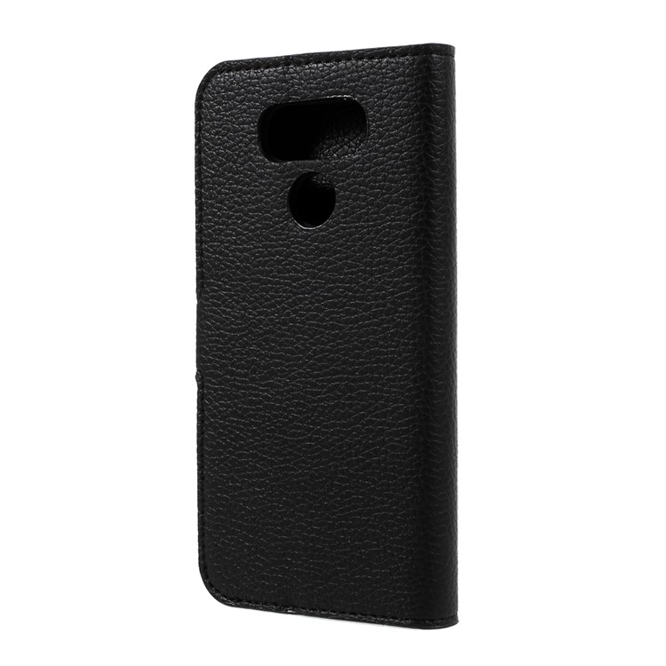For LG G6 Litchi Grain PU Leather Cell Phone Case Wallet Cover Stand - Black-3