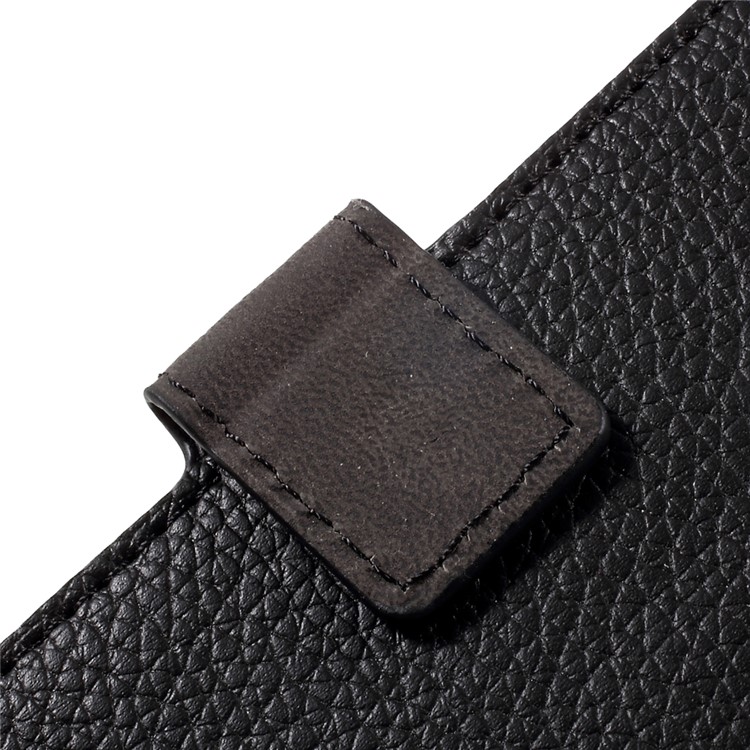 For LG G6 Litchi Grain PU Leather Cell Phone Case Wallet Cover Stand - Black-4