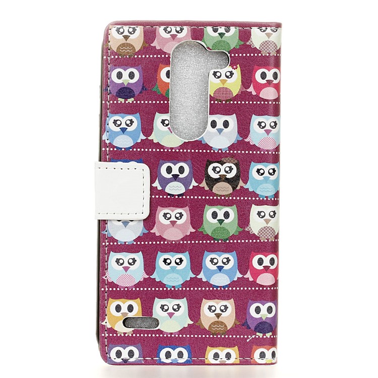 Patterned Leather Wallet Case for LG X mach - Mini Owls Purple Background-2