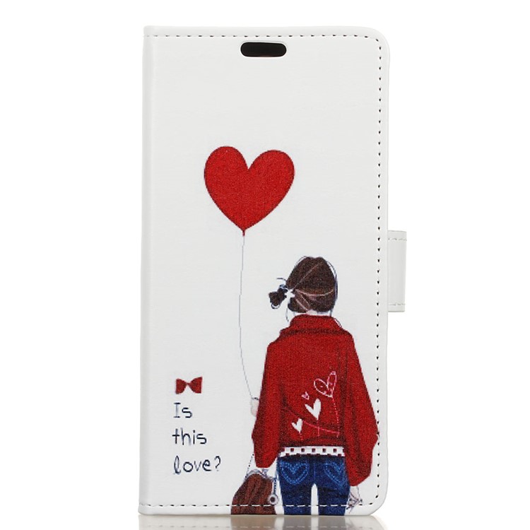 Printing Pattern Leather Wallet Flip Cover for LG K10 (2017) - Girl Holding Heart Balloon-1