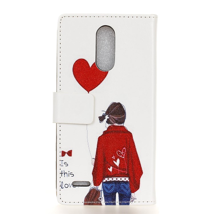 Printing Pattern Leather Wallet Flip Cover for LG K10 (2017) - Girl Holding Heart Balloon-2