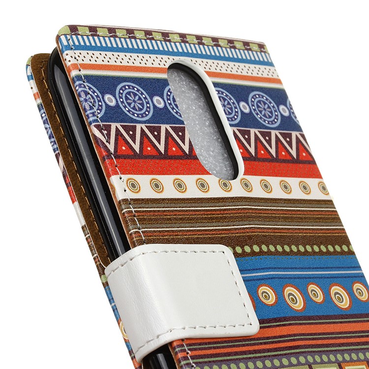 Folio Flip Leather Wallet Card Slots Shell for LG K10 (2017) - Tribal Tribe Pattern-3