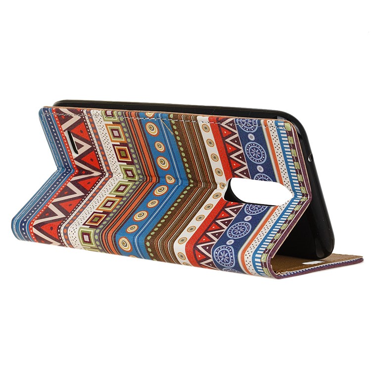 Folio Flip Leather Wallet Card Slots Shell for LG K10 (2017) - Tribal Tribe Pattern-4