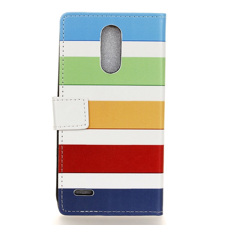 Für LG K10 (2017) Druckmuster Leder Brieftasche Telefongehäuse - Bunte Streifen-2