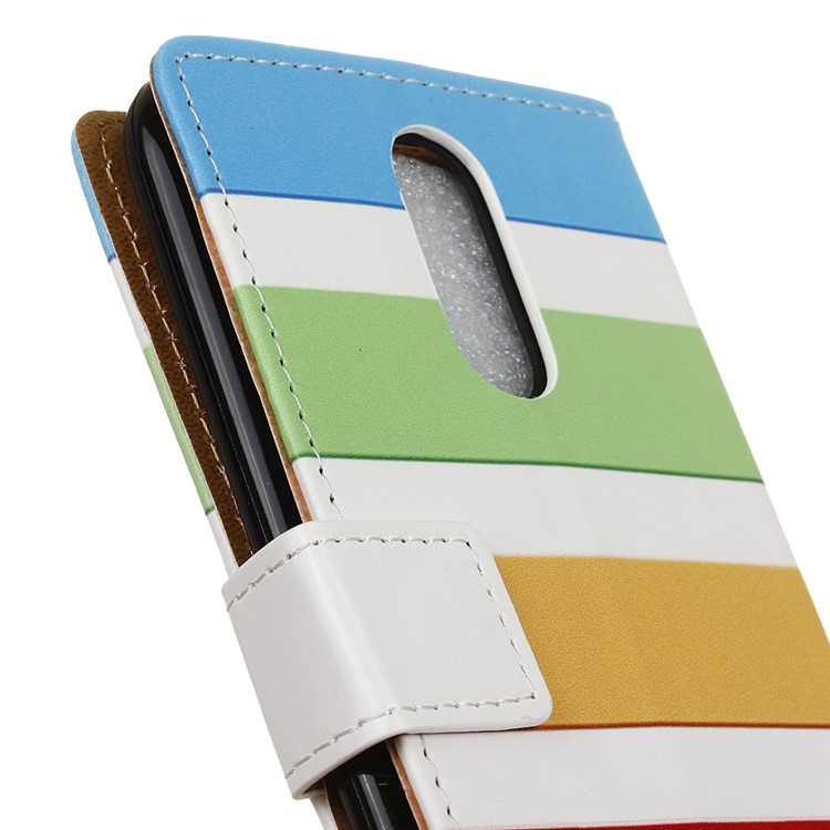 Für LG K10 (2017) Druckmuster Leder Brieftasche Telefongehäuse - Bunte Streifen-3