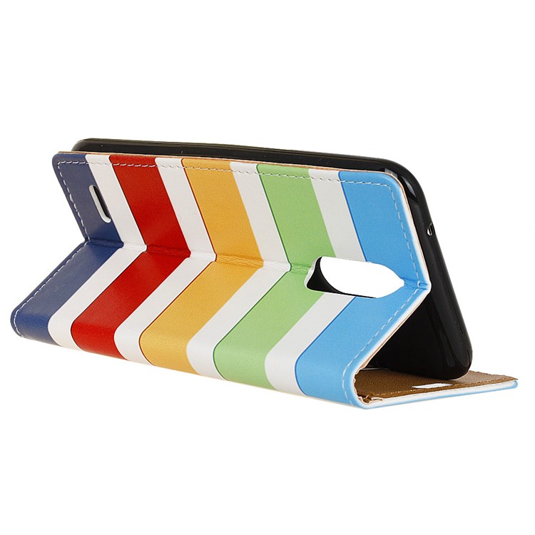 Für LG K10 (2017) Druckmuster Leder Brieftasche Telefongehäuse - Bunte Streifen-4
