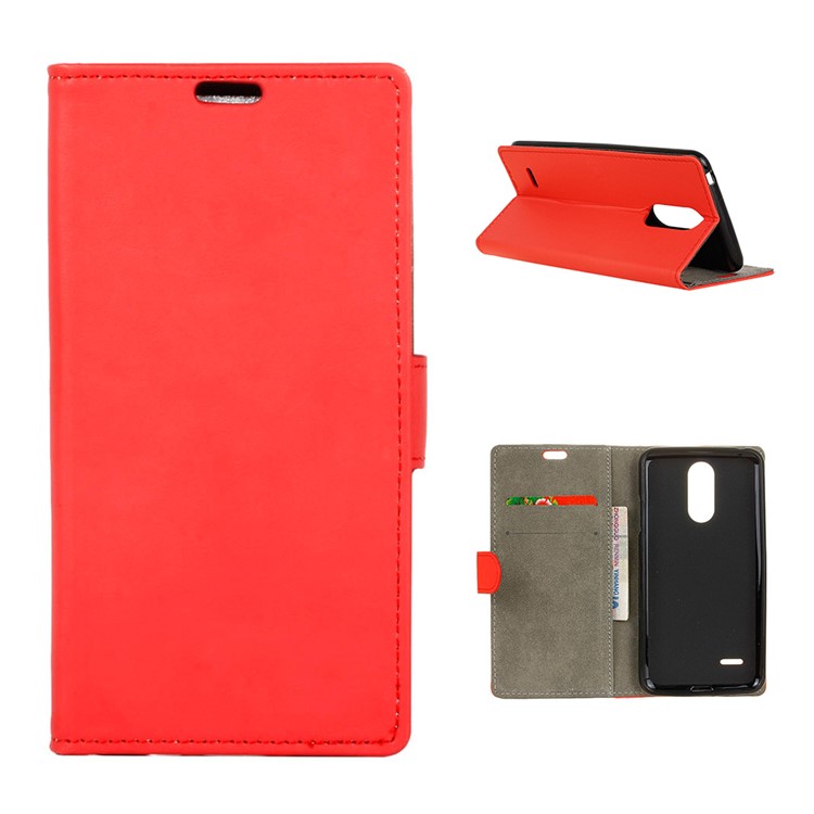 Wallet Leather Protection Case for LG Aristo LV3 MS210 / K8 2017 M200N - Red-1