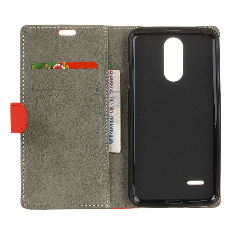 Wallet Leather Protection Case for LG Aristo LV3 MS210 / K8 2017 M200N - Red-6