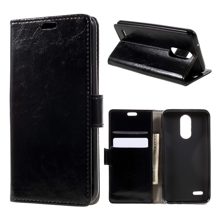 Crazy Horse Wallet Leather Protective Case for LG K4 (2017) - Black-1