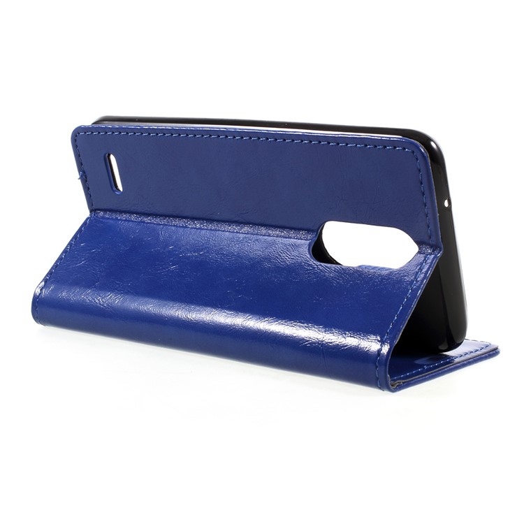 Crazy Horse Wallet Stand Leather Mobile Casing for LG K4 (2017) EU Version - Blue-5