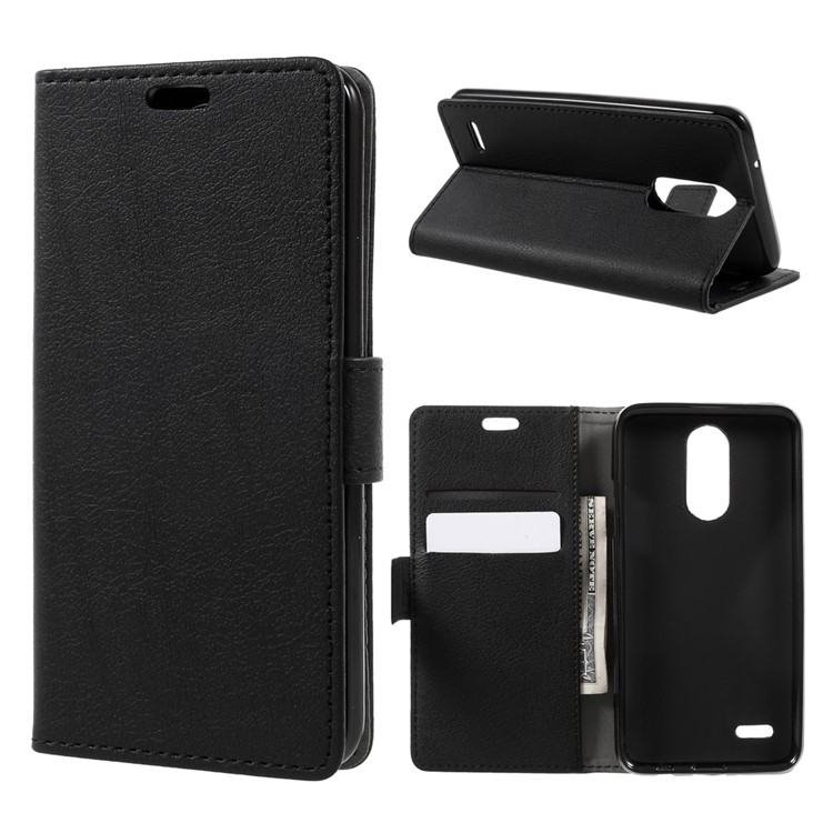 For LG K4 (2017) EU Version Flip Stand Wallet PU Leather Case Accessory - Black-1