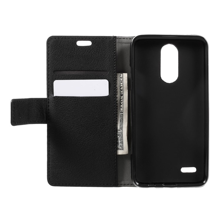For LG K4 (2017) EU Version Flip Stand Wallet PU Leather Case Accessory - Black-6