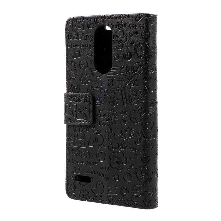 For LG K4 (2017) Cartoon Graffiti Stand Wallet PU Leather Phone Case - Black-2
