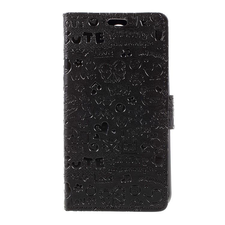 For LG K4 (2017) Cartoon Graffiti Stand Wallet PU Leather Phone Case - Black-3
