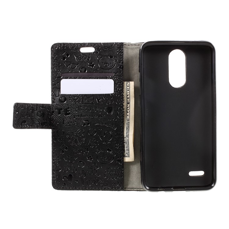 For LG K4 (2017) Cartoon Graffiti Stand Wallet PU Leather Phone Case - Black-6