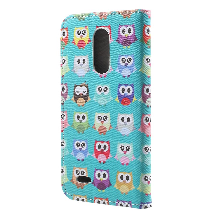Leather Stand Card Slots Case with Pattern Printing for LG K4 (2017) EU Version - Cute Mini Owls-1