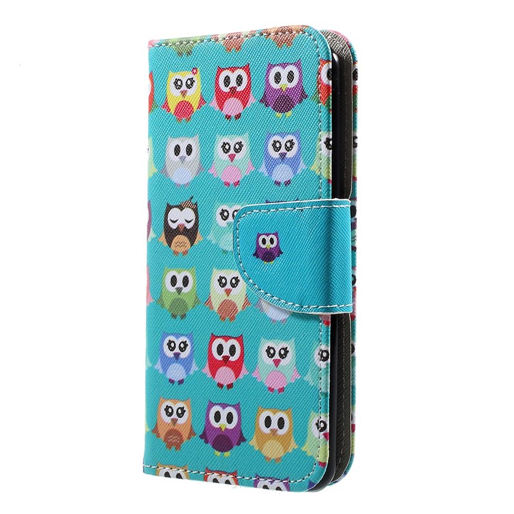 Leather Stand Card Slots Case with Pattern Printing for LG K4 (2017) EU Version - Cute Mini Owls-2