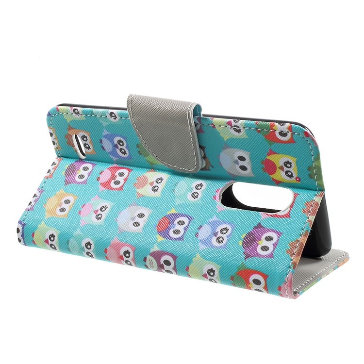 Leather Stand Card Slots Case with Pattern Printing for LG K4 (2017) EU Version - Cute Mini Owls-4