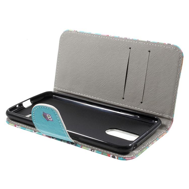 Leather Stand Card Slots Case with Pattern Printing for LG K4 (2017) EU Version - Cute Mini Owls-5