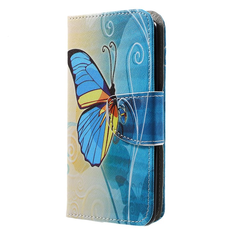 Printing Pattern Leather Wallet Case for LG K4 (2017) EU Version - Blue Butterfly-1