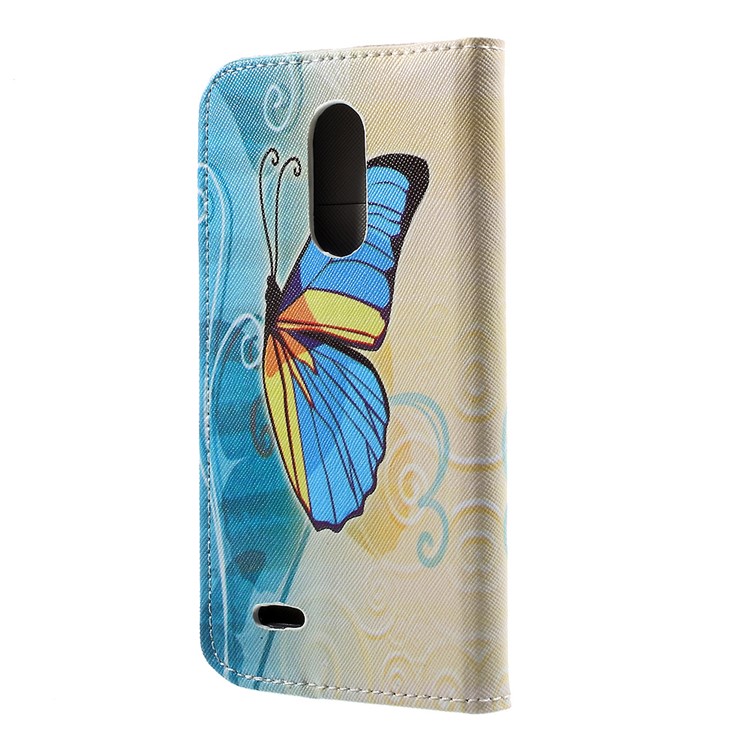 Printing Pattern Leather Wallet Case for LG K4 (2017) EU Version - Blue Butterfly-2