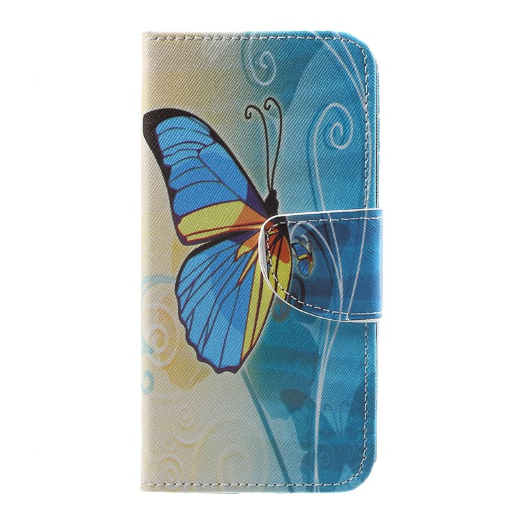 Printing Pattern Leather Wallet Case for LG K4 (2017) EU Version - Blue Butterfly-3