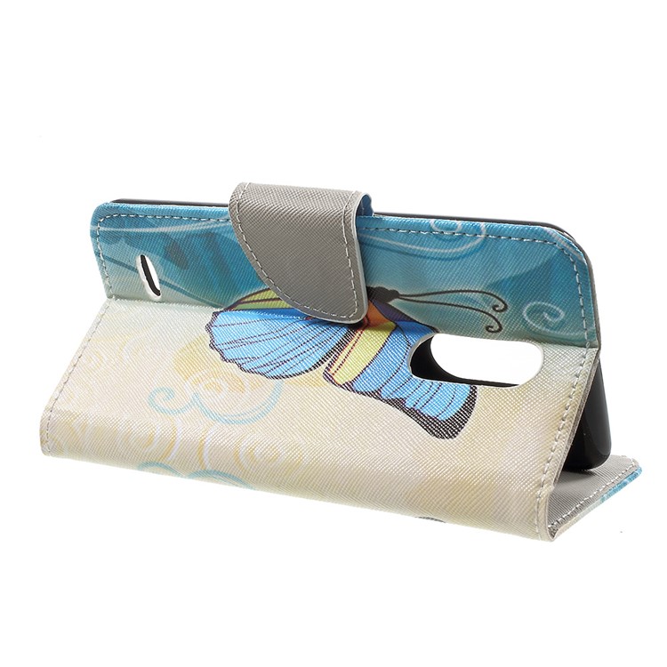 Printing Pattern Leather Wallet Case for LG K4 (2017) EU Version - Blue Butterfly-4