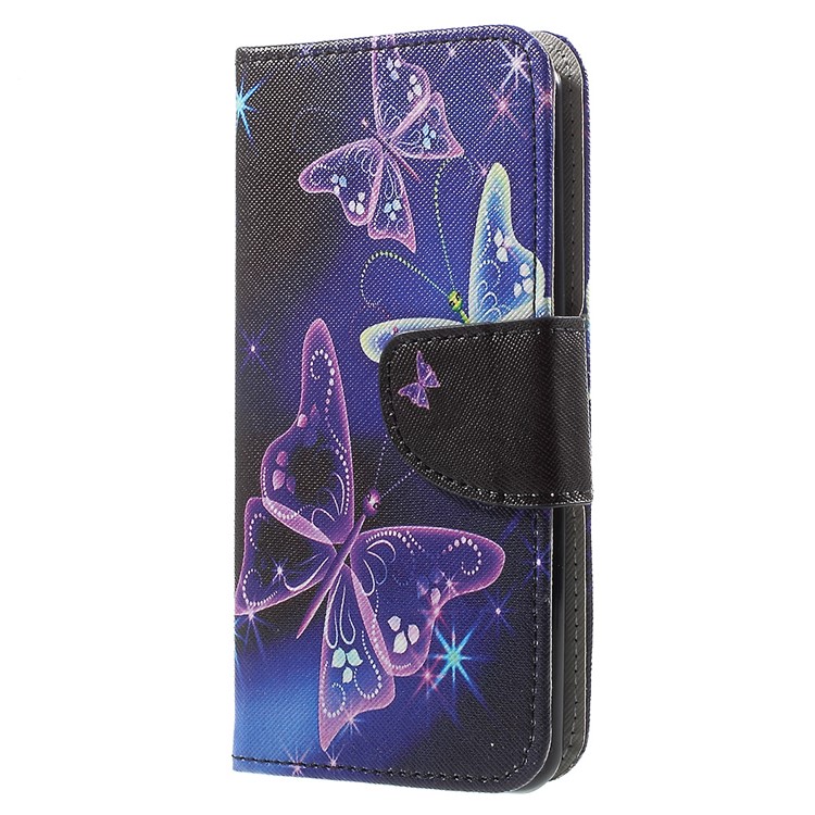 Pattern Printing Leather Wallet Cover Mobile Accessory for LG K4 (2017) EU Version - Vivid Butterflies-1