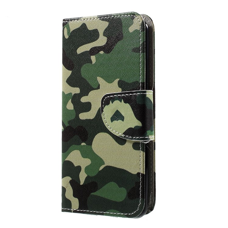 Pattern Printing Leather Folio Case with Card Slots for LG K4 (2017) EU Version - Camouflage Pattern-1