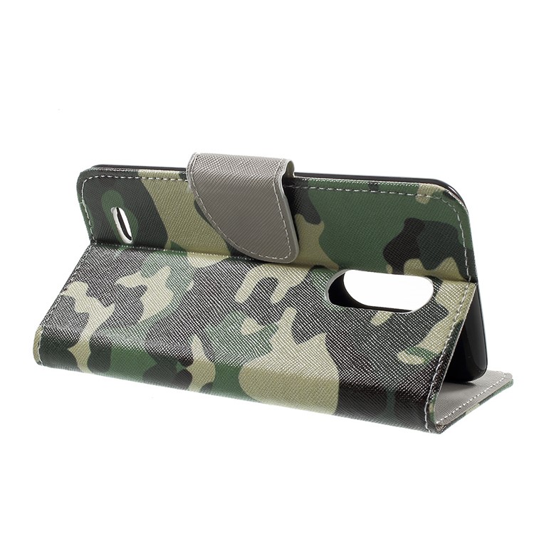 Pattern Printing Leather Folio Case with Card Slots for LG K4 (2017) EU Version - Camouflage Pattern-4