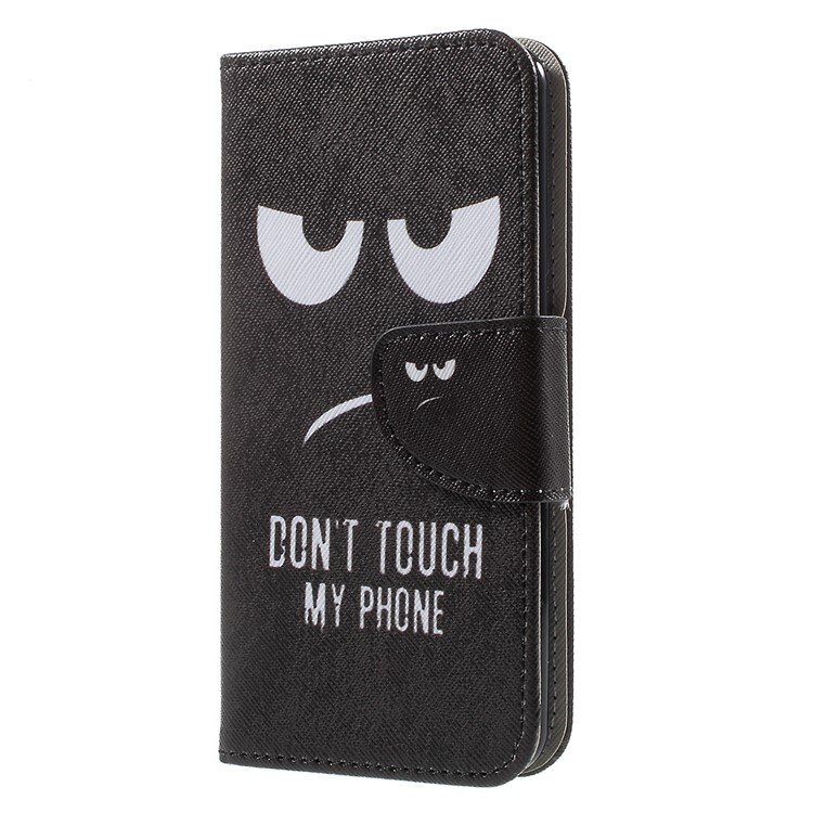 Patterned Leather Folio Flip Cover with Card Slots for LG K4 (2017) EU Version - Do Not Touch My Phone-1