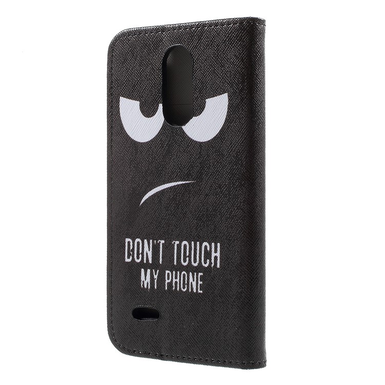 Patterned Leather Folio Flip Cover with Card Slots for LG K4 (2017) EU Version - Do Not Touch My Phone-2