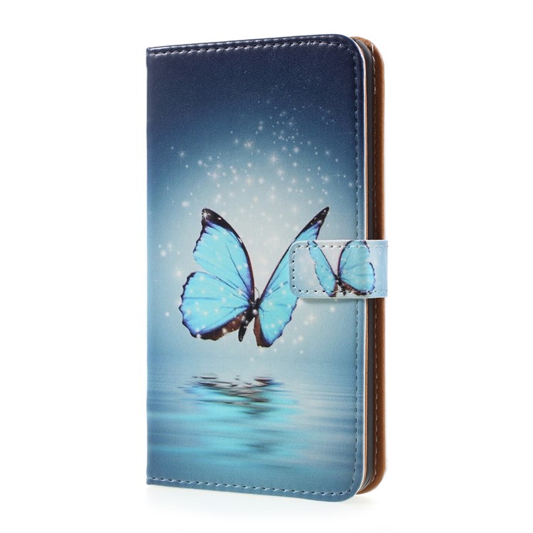 Pattern Printing Leather Card Holder Case for LG G6 - Blue Butterfly-2