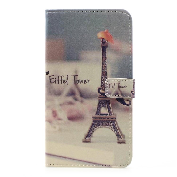 Pattern Printing Leather Stand Case with Card Slots for LG G6 - Eiffel Tower and Mustache-1