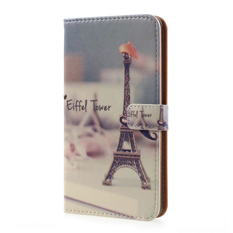 Pattern Printing Leather Stand Case with Card Slots for LG G6 - Eiffel Tower and Mustache-2