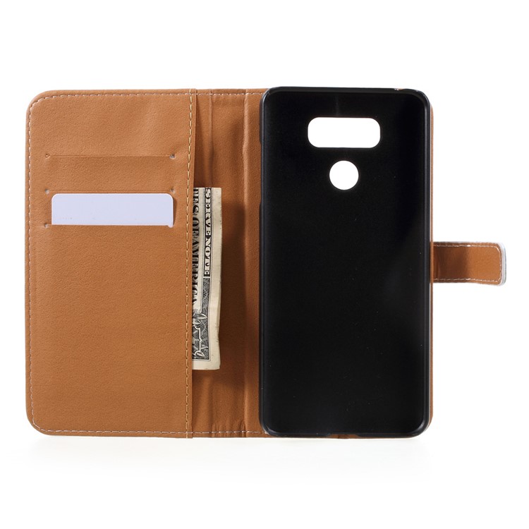 Pattern Printing Leather Stand Case with Card Slots for LG G6 - Eiffel Tower and Mustache-6