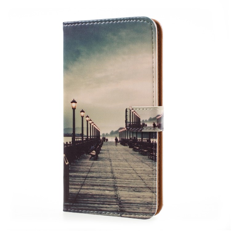 Pattern Printing Leather Wallet Case Accessory for LG G6 - Dock at Sunset-2