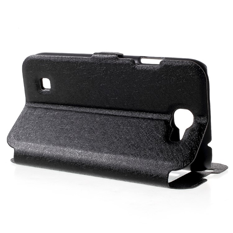 For LG K3 2017 Silk Texture Dual Window Stand Leather Phone Case - Black-4