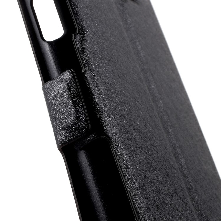 For LG K3 2017 Silk Texture Dual Window Stand Leather Phone Case - Black-6