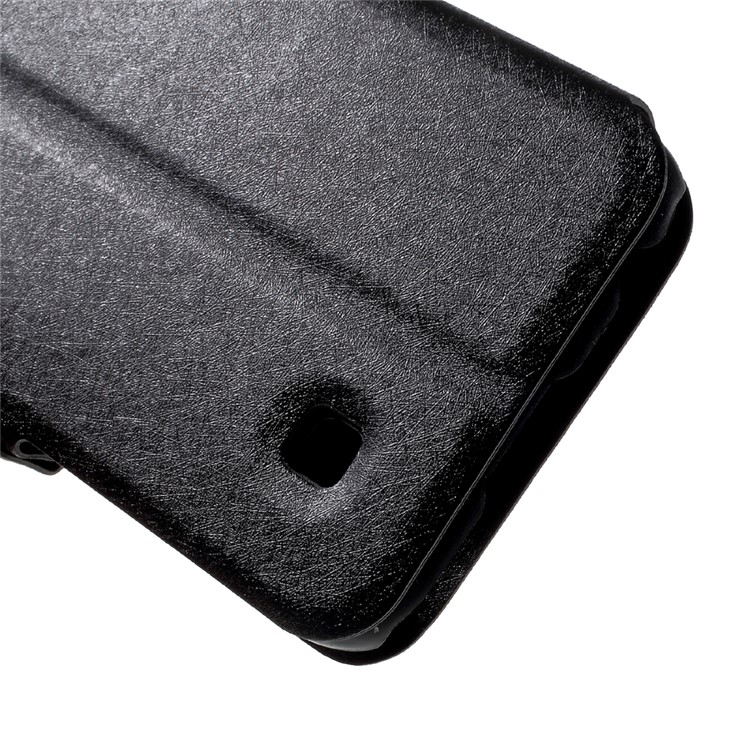 For LG K3 2017 Silk Texture Dual Window Stand Leather Phone Case - Black-7