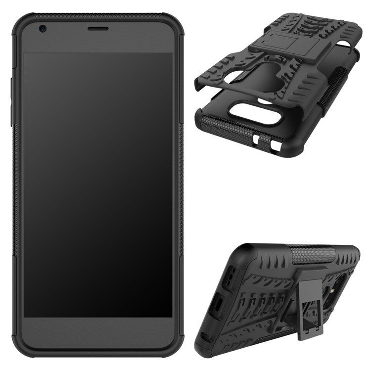 Tyre Pattern Kickstand 2-In-1 Cell Phone Case PC + TPU for LG G6 - Black-2