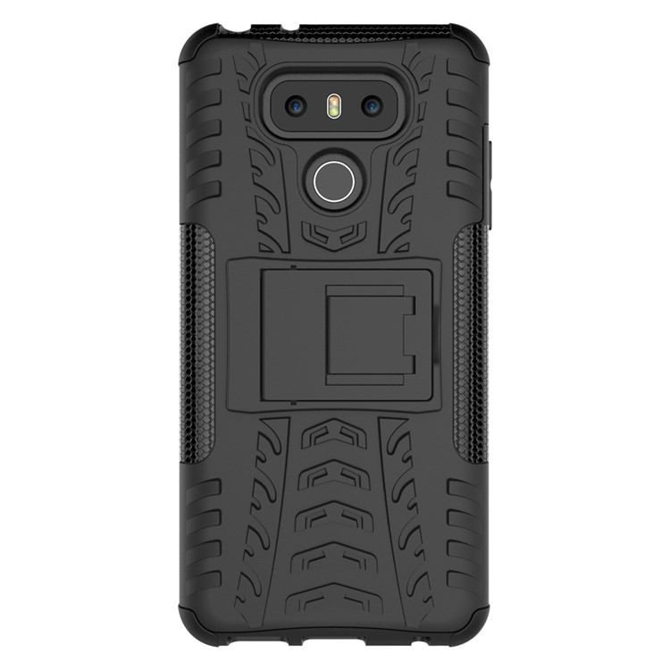 Tyre Pattern Kickstand 2-In-1 Cell Phone Case PC + TPU for LG G6 - Black-3