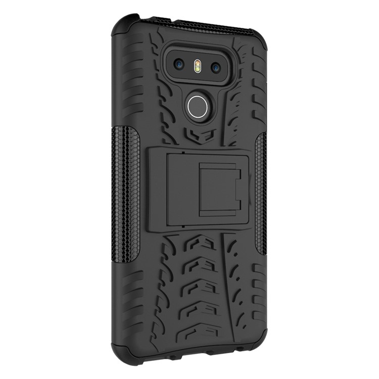 Tyre Pattern Kickstand 2-In-1 Cell Phone Case PC + TPU for LG G6 - Black-4