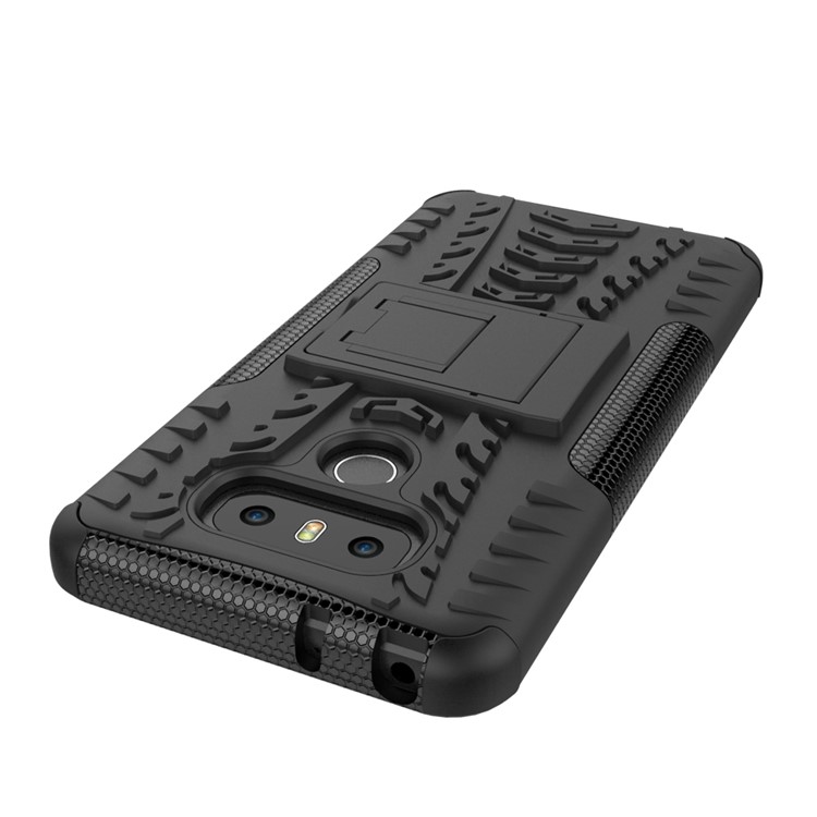 Tyre Pattern Kickstand 2-In-1 Cell Phone Case PC + TPU for LG G6 - Black-8