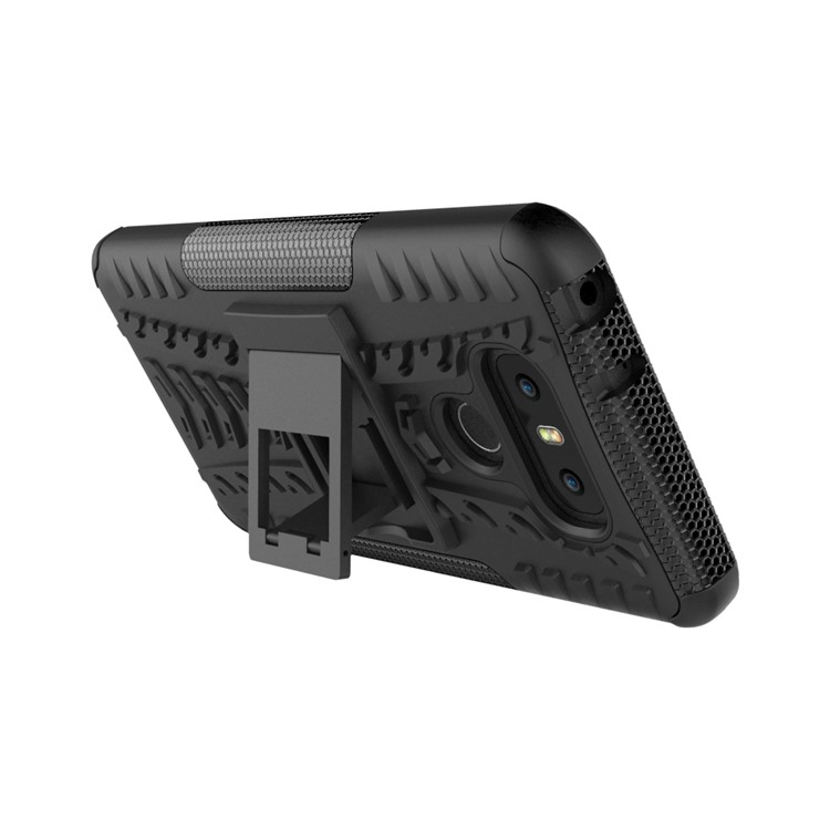 Tyre Pattern Kickstand 2-In-1 Cell Phone Case PC + TPU for LG G6 - Black-9