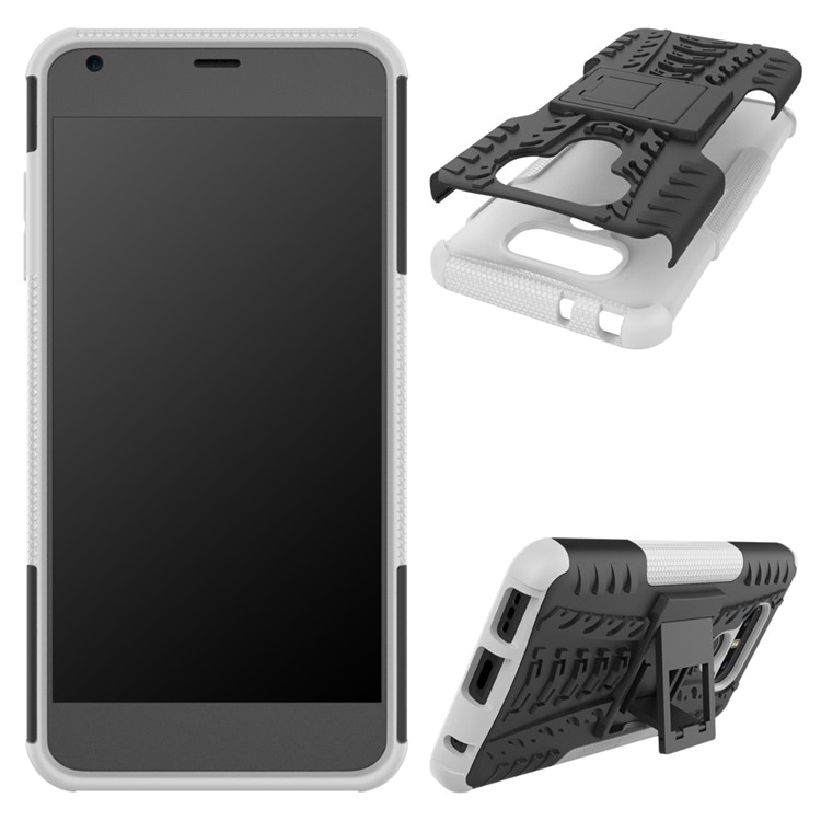 Tyre Pattern Kickstand 2-In-1 PC + TPU Cellphone Cover for LG G6 - White-2