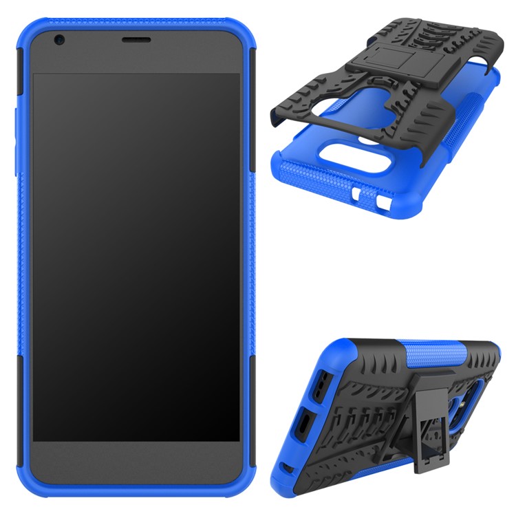 For LG G6 Tyre Pattern 2-In-1 PC + TPU Hybrid Case with Kickstand - Blue-2