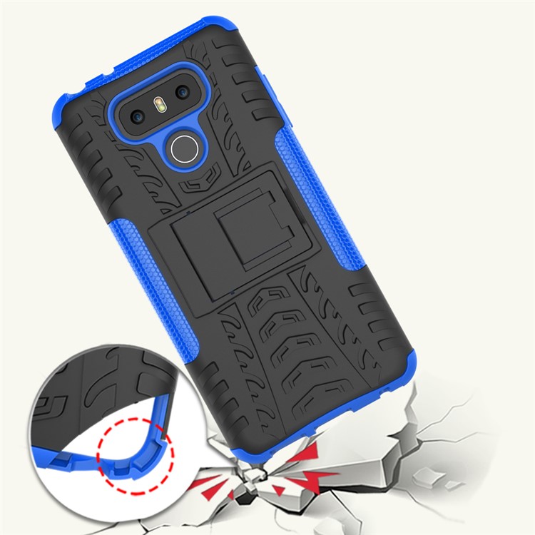 For LG G6 Tyre Pattern 2-In-1 PC + TPU Hybrid Case with Kickstand - Blue-4