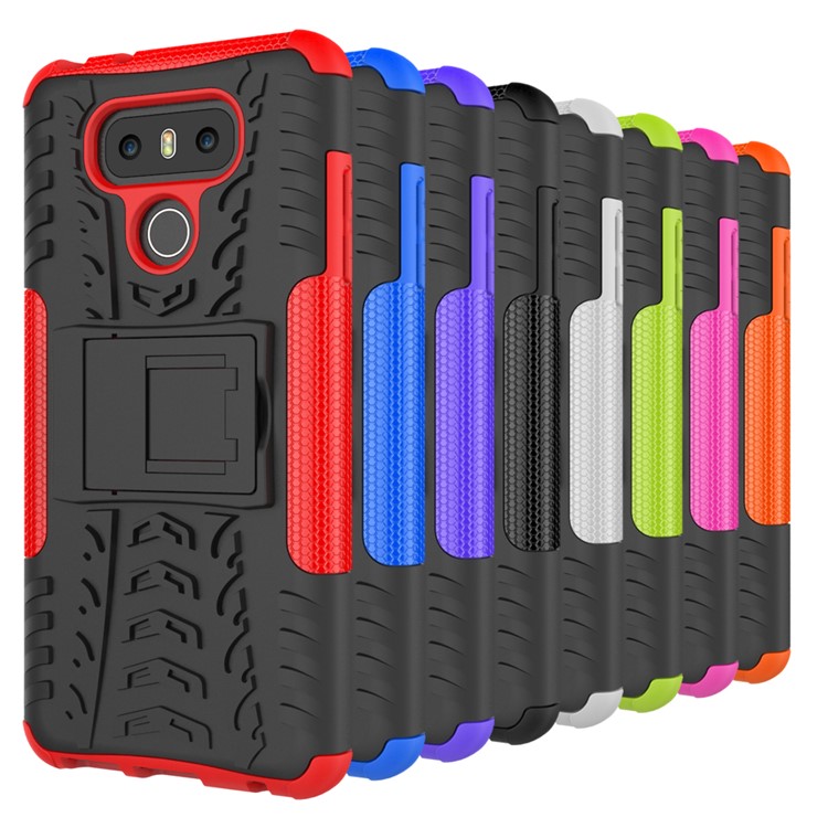 For LG G6 Tyre Pattern 2-In-1 PC + TPU Hybrid Case with Kickstand - Blue-5