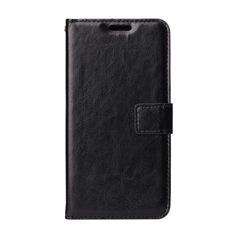 Crazy Horse Leather Wallet Case with ID/Credit Card Slots for LG G6 - Black-2